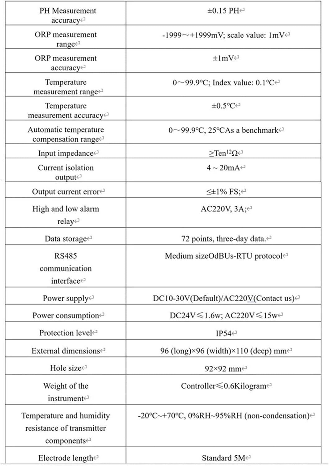 Detector Sensor Modole Tester Controller Water Quality Monitoring Composite Acidity Meter Electrode Probe Transmitter AC220V