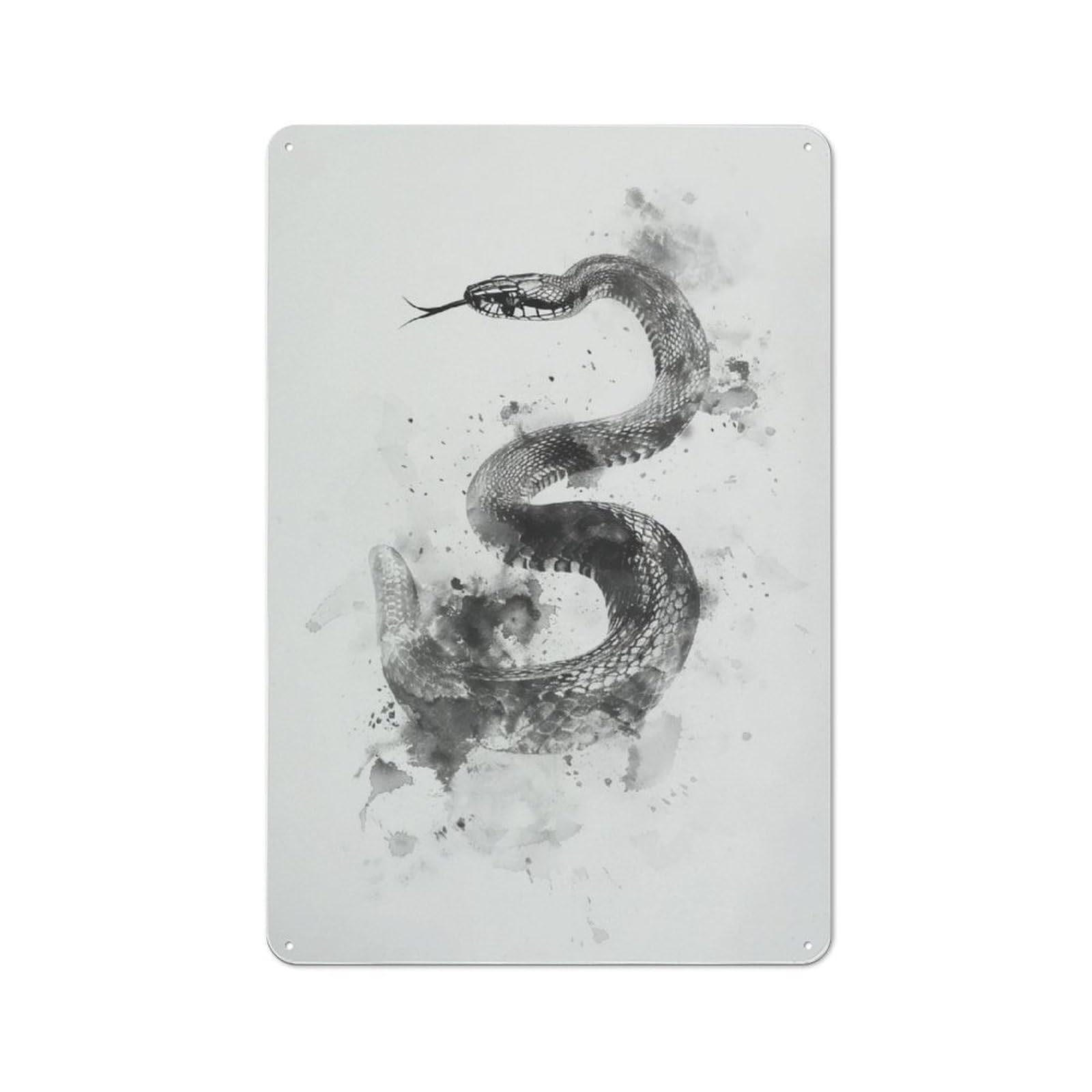 Junmoney Coral Snake Watercolor For Lounge Or Reading Corner, Retro Metal Sign 30X20cm, For Metal Sign Collectors, For Garage And Workshop Walls