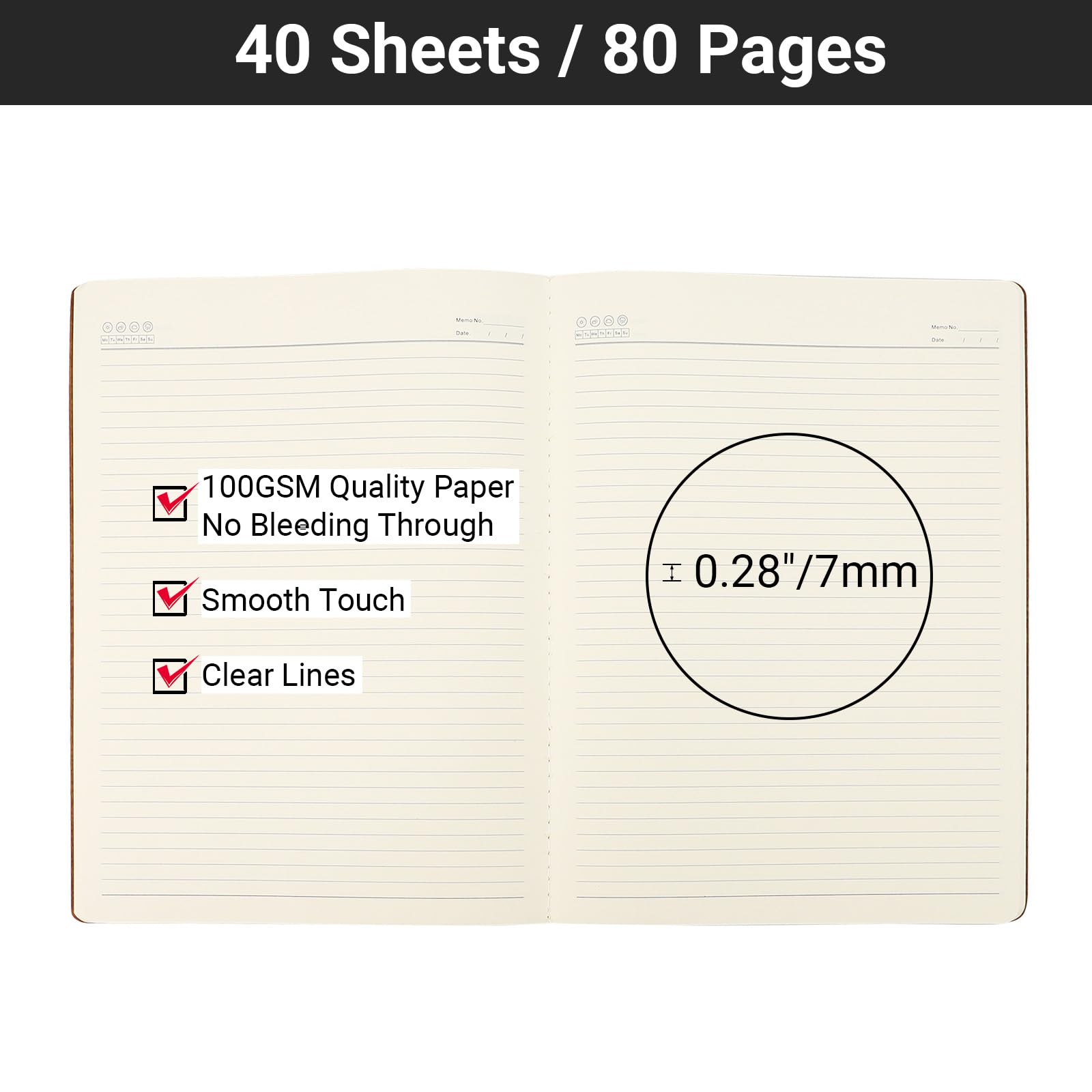 A4 Spiral Notebook Journal 8.5" X 11", 256 Numbered Pages Hardcover Leather Journals For Women Men, Large Lined College Ruled Notebooks, 100GSM Thick Paper, Spiral Bound Journal For Work School, Green - View #8