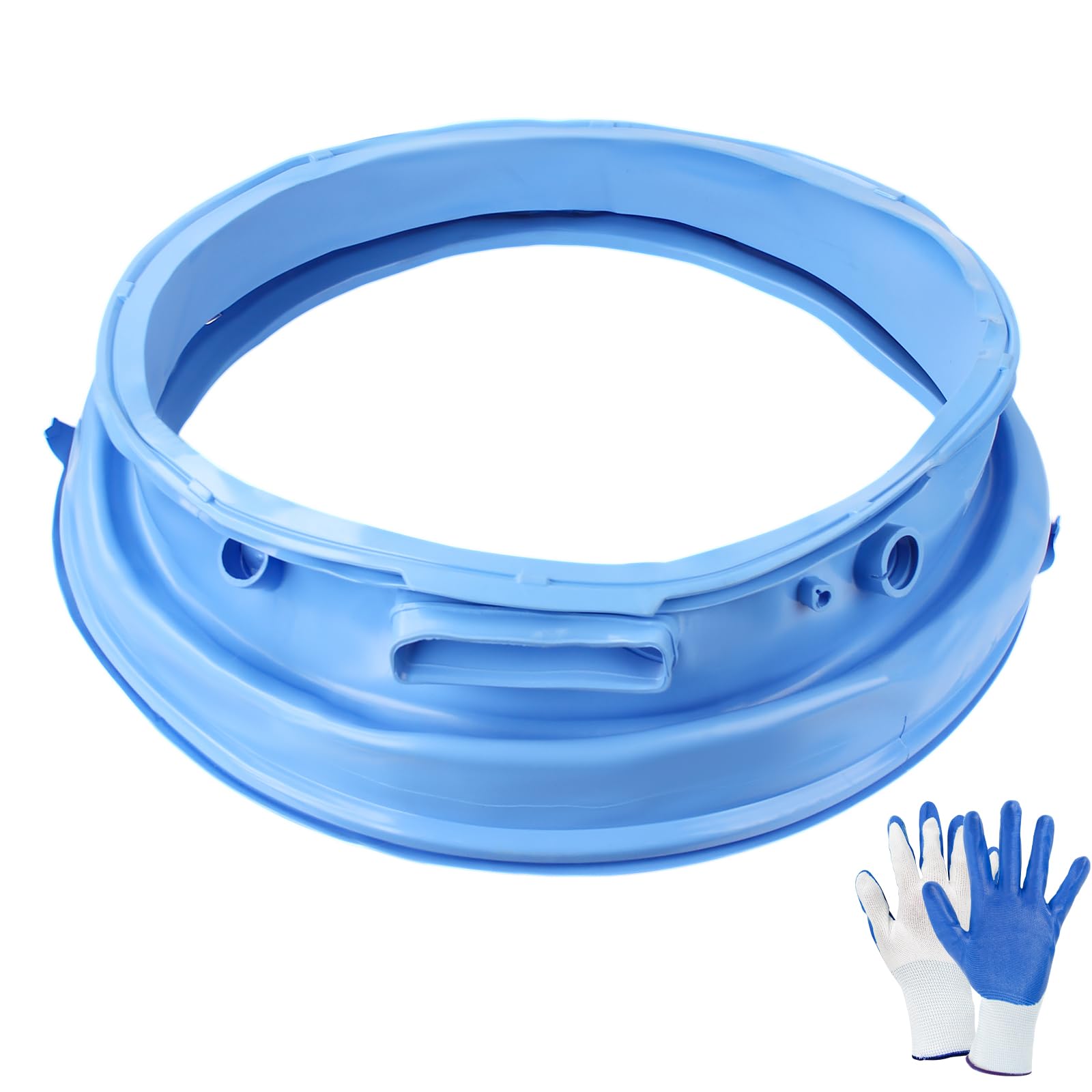 WH05X29521 Washer Door Gasket Seal Compatible With GE Washing Machine WH05X29521 Washer Door Diaphragm Replacement Part AP6983548 PS12743602 EAP12743602 4978358 With 1 Pair Blue Work Gloves