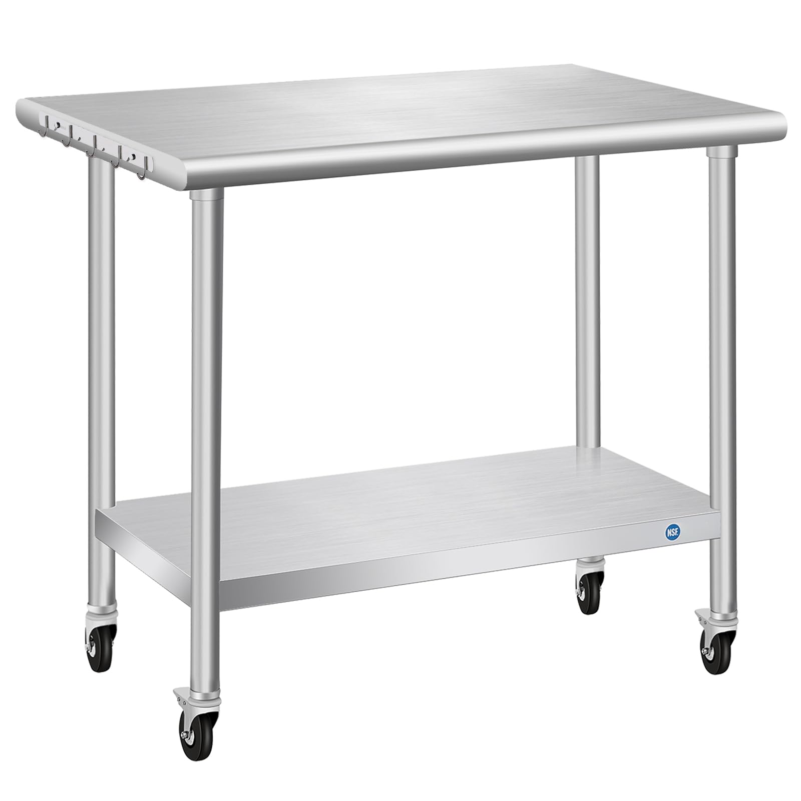 Photo 1 of ***MISSING PARTS***PIUMACU Stainless Steel Table with Wheels 24 x 36 Inch Commercial Stainless Steel Prep Table, Metal Table for Kitchen Restaurant Garage