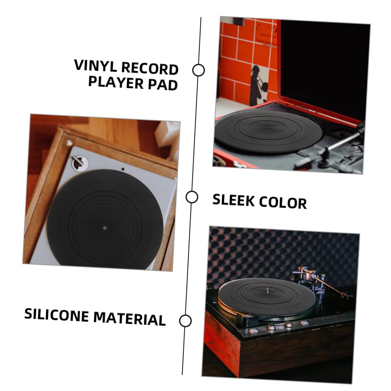 Abaodam 2 Tappetini in Silicone Nero per Giradischi, Antistatici, Proteggono i Dischi in Vinile, Sostituzione per Lettore Vinile, 2 Pezzi