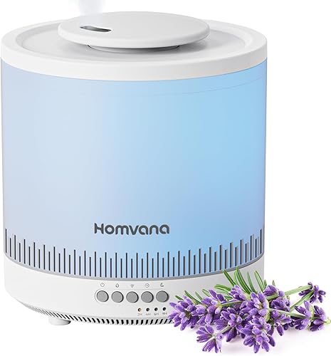 Homvana Humidificadores pequeños para dormitorio, humidificador de llenado superior de niebla fría de 1.8L para guardería, difusor de aceite