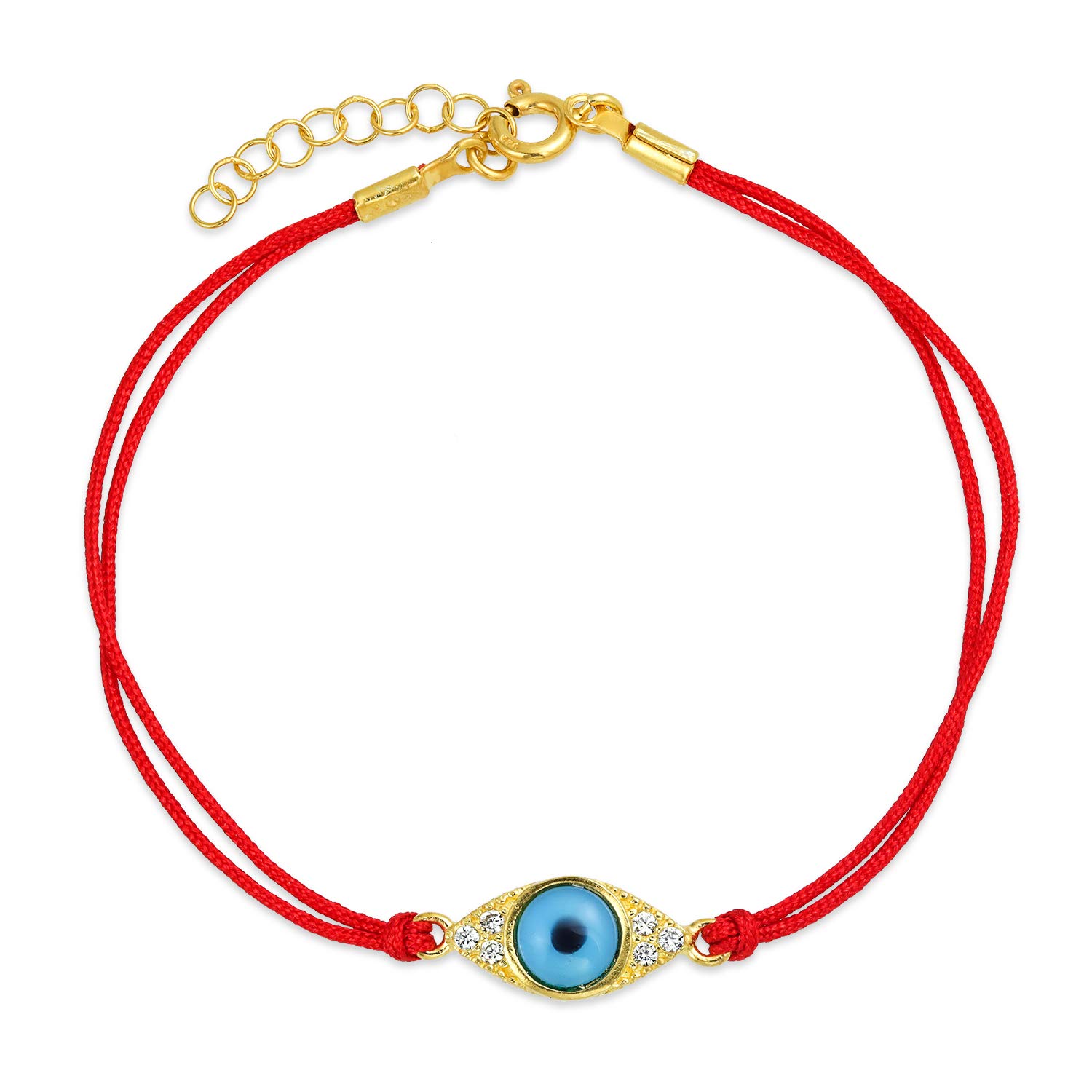 Protection Good Luck Amulet Turkish Translucent Glass Bead Evil Eye Bracelet For Women Teen Gold Plated .925 Sterling Silver Red Yellow Orange Blue Green White Pink Black Multicolor 7-7.5 Inch