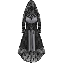 Plus Size Women 2PCS Gothic Lace Hooded Dress