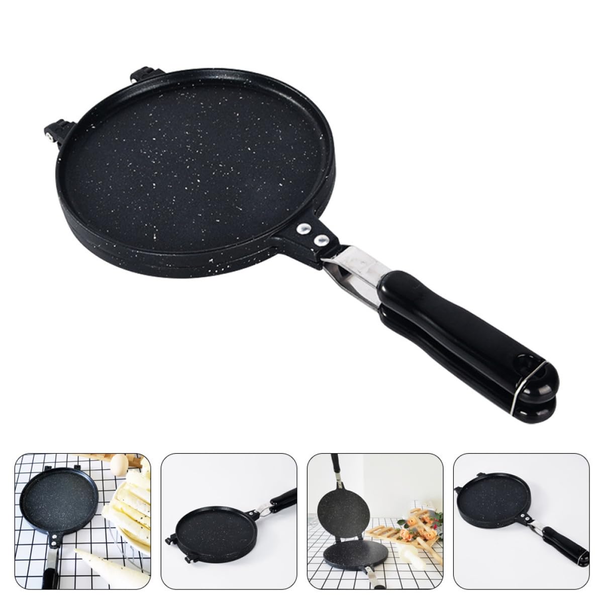 Toyvian Macchina per Pancake Cone in Lega di Alluminio Nera, Antiaderente | Uso Domestico e Negozio, Struttura Multifunzione, Formato Rotondo per Preparazioni da Forno