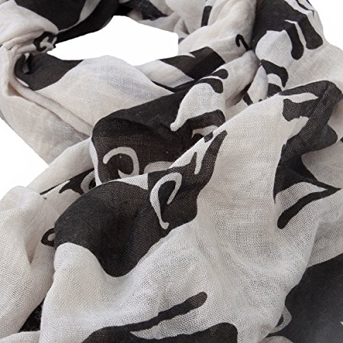 TrendsBlue Premium Elephant Print Frayed End Scarf Wrap3