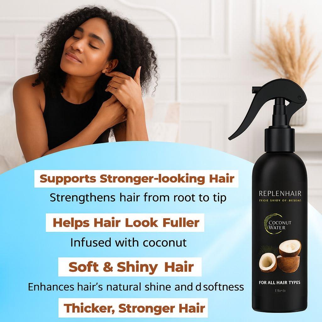Reiswasser-Kokosnuss Haarspray – Leave-In-Conditioner mit Kokosöl & ätherischen Ölen für Haarwachstum, reduziert Haarausfall & Schuppen, fördert dichteres Haar – 250 ml