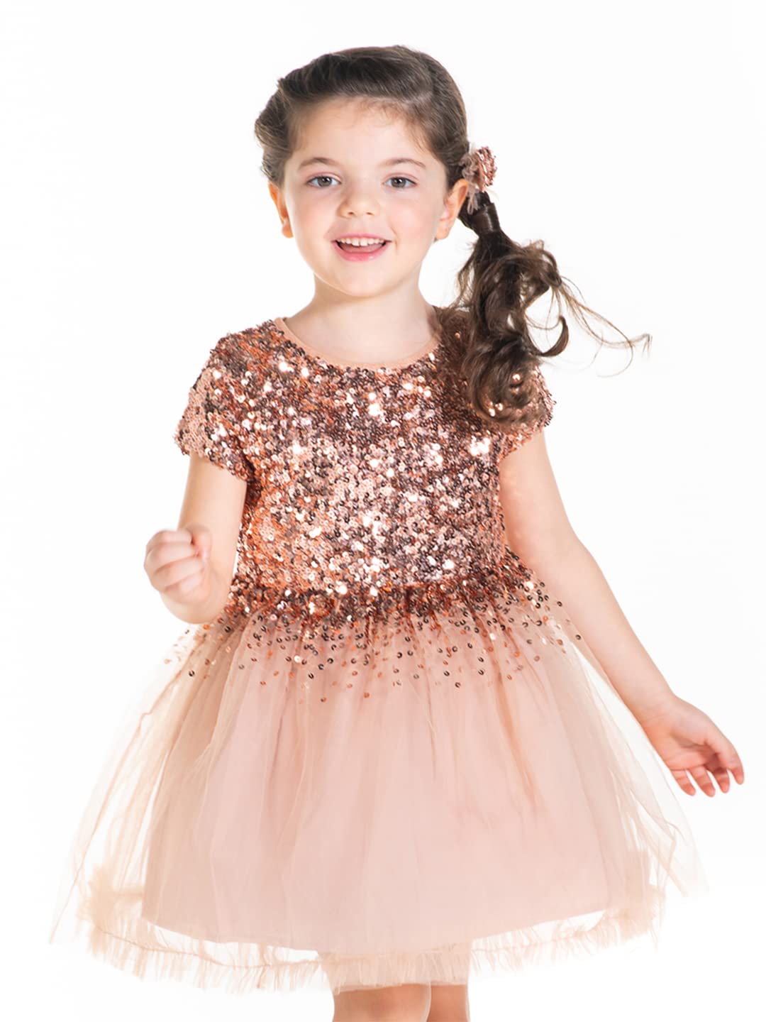 Cherry Crumble Girls Sequined Embellished Party Dress
