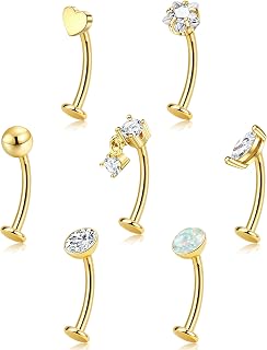 ORAZIO 7 Pcs Hypoallergenic Floating Belly Button Rings for Women Flat Back