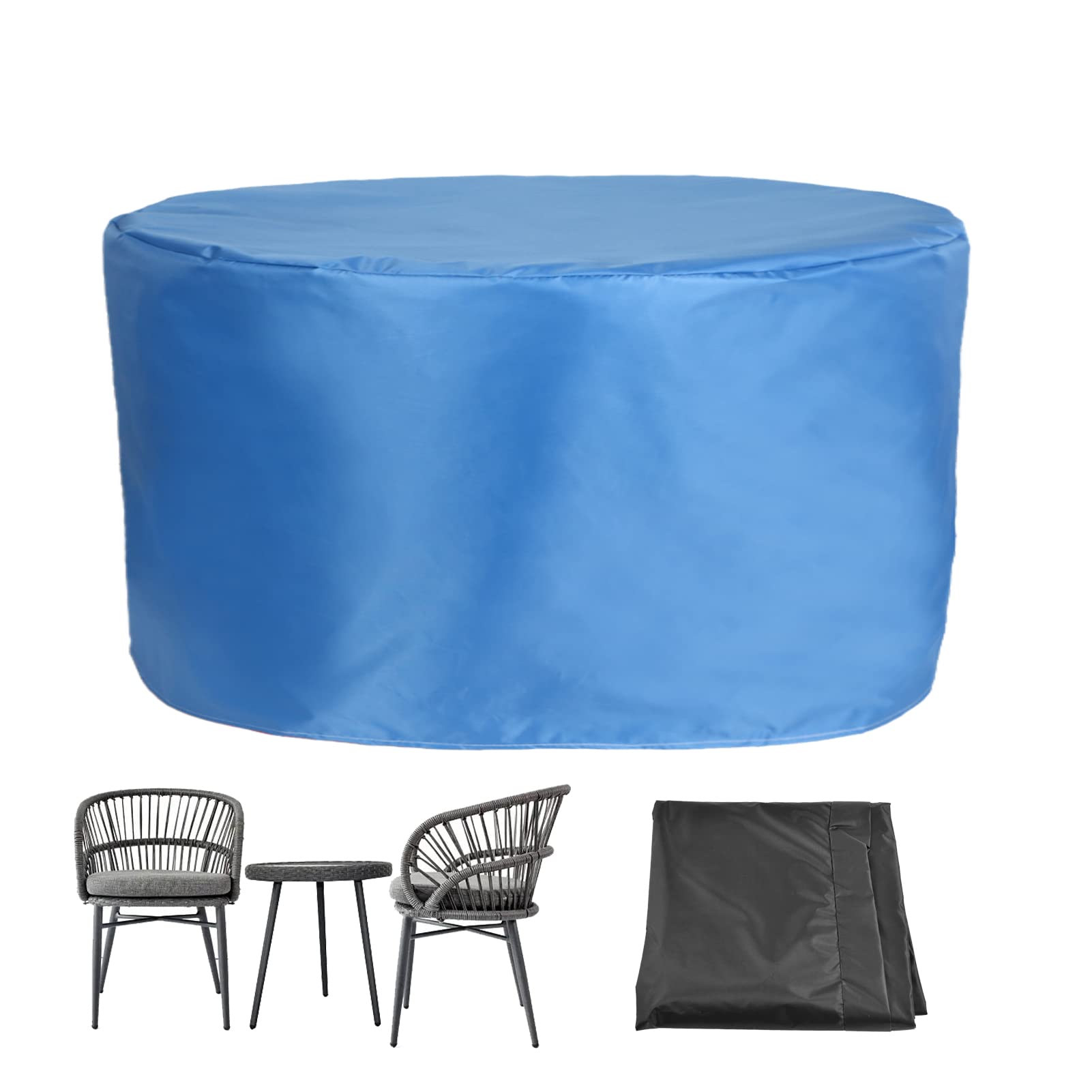 Mantel redondo resistente al agua, protector de lluvia y rayos UV para todo tipo de clima, para muebles de jardín, patio, resistente al viento, a prueba de nieve, resistente al desgarro, fácil de
