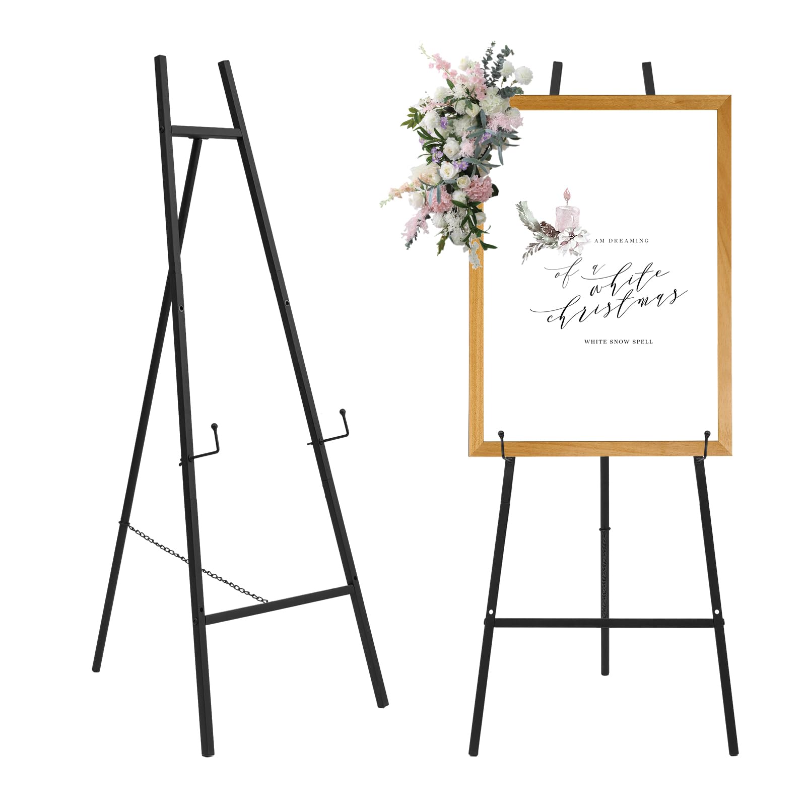 Photo 1 of Heavy Duty Easel Stand for Mirror Adjustable,Iron Floor Easel Stand for Wedding Sign,47'' Metal Easel Display Stand(Black)