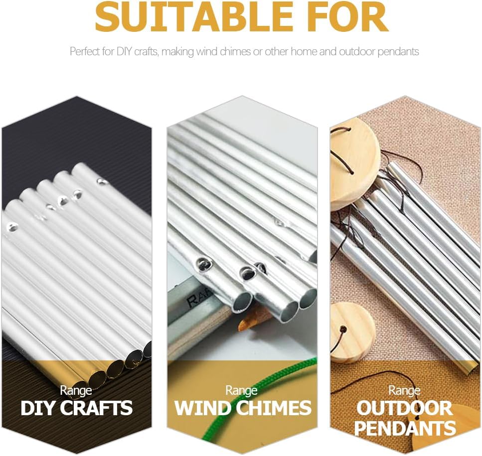 Happyyami 12pcs Wind Chime Tubes Parts Windchime String Metal Tubes Outdoor Hanging Wind Chime Aluminum Tube for Crafts DIY Wind Chimes Supplies