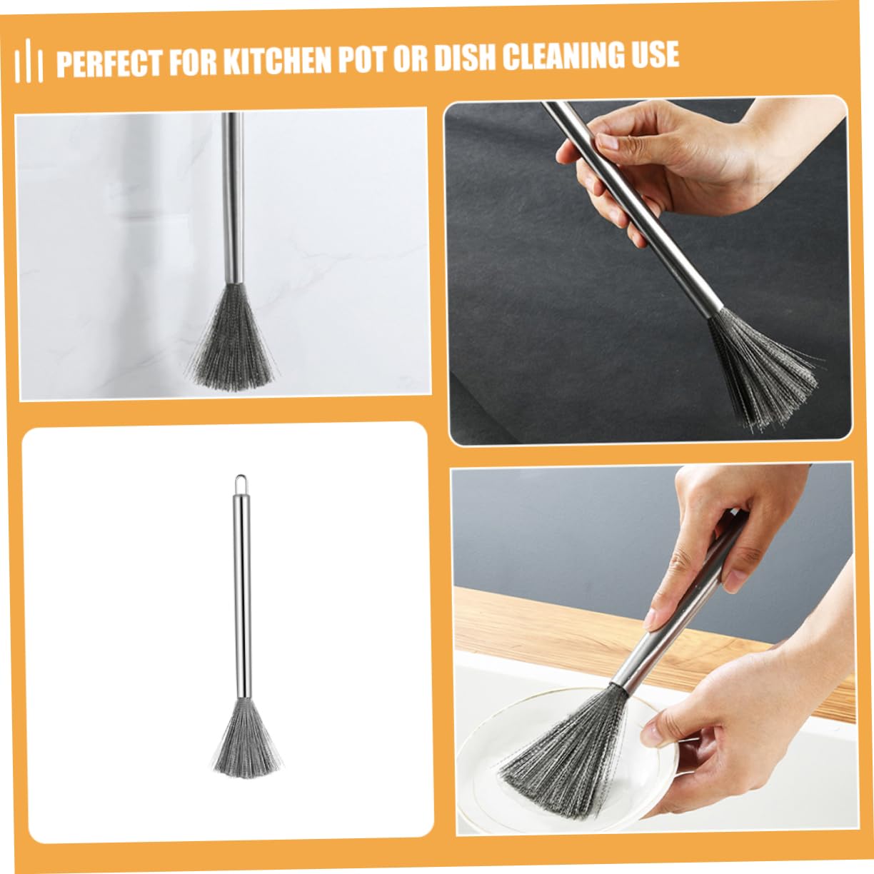 UPKOCH Cepillo De Limpieza Inoxidable Cepillo Flexible para Olla Y Utensilios De Cocina para Platos Y Sartenes No Superficies 3 Piezas X 4