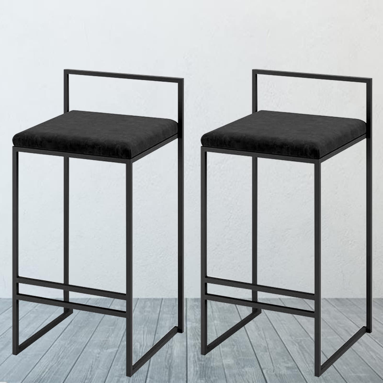 Tabourets de bar 66 cm lot de 2 chaises hautes de cuisine confortables en velours