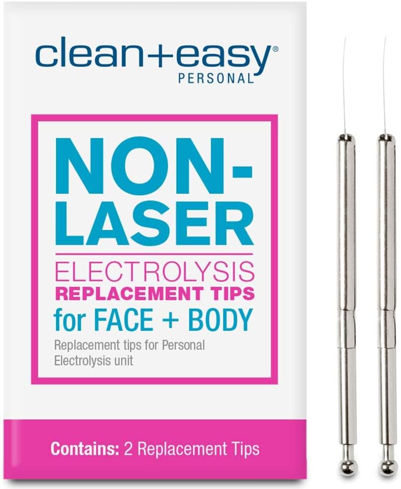 Clean + Easy Non-Laser Personal Electrolysis Device - Permanent Hair Removal for Face and Body, Battery Operated, Painless and Convenient Home Treatment