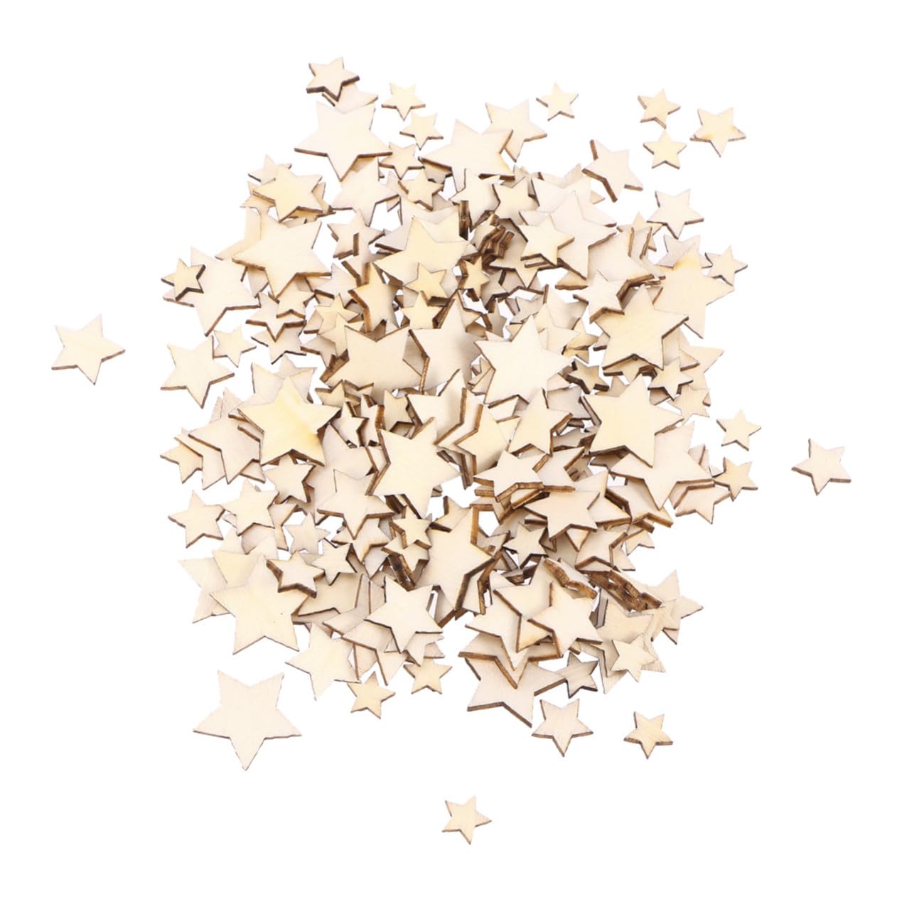 Embellissements en Bois Pentagramme 200 Pièces Beige pour Bricolage