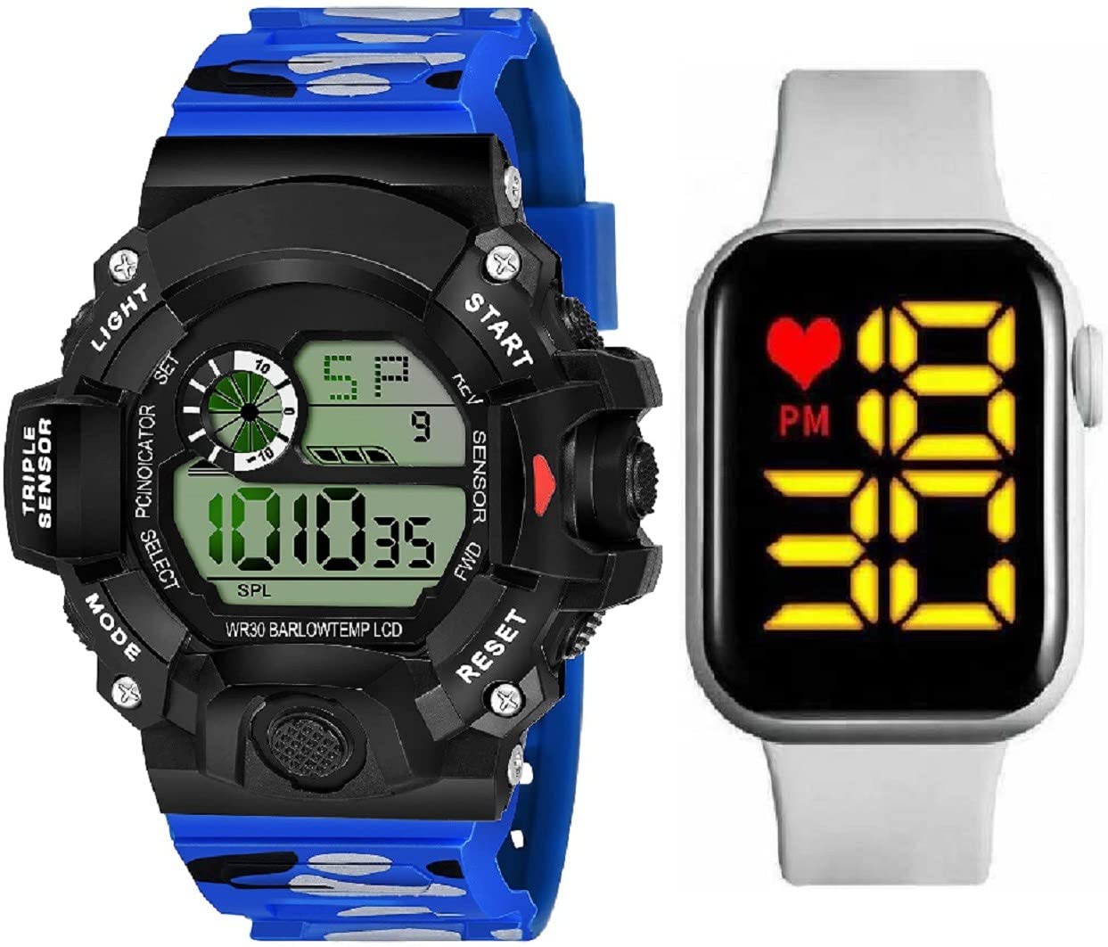 DKEROAD Digital Silicone Blue-White Strap Watch for Boys | Sports-Formal | - Model166 (B0BGRTWBWP) Amazon Price History, Amazon Price Tracker