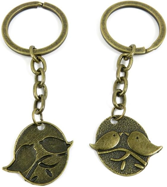 Ancient Bronze Keychain Keyring Key Chain Ring Charms Jewelry Making Handmade B5RF8 Love Birds Signs
