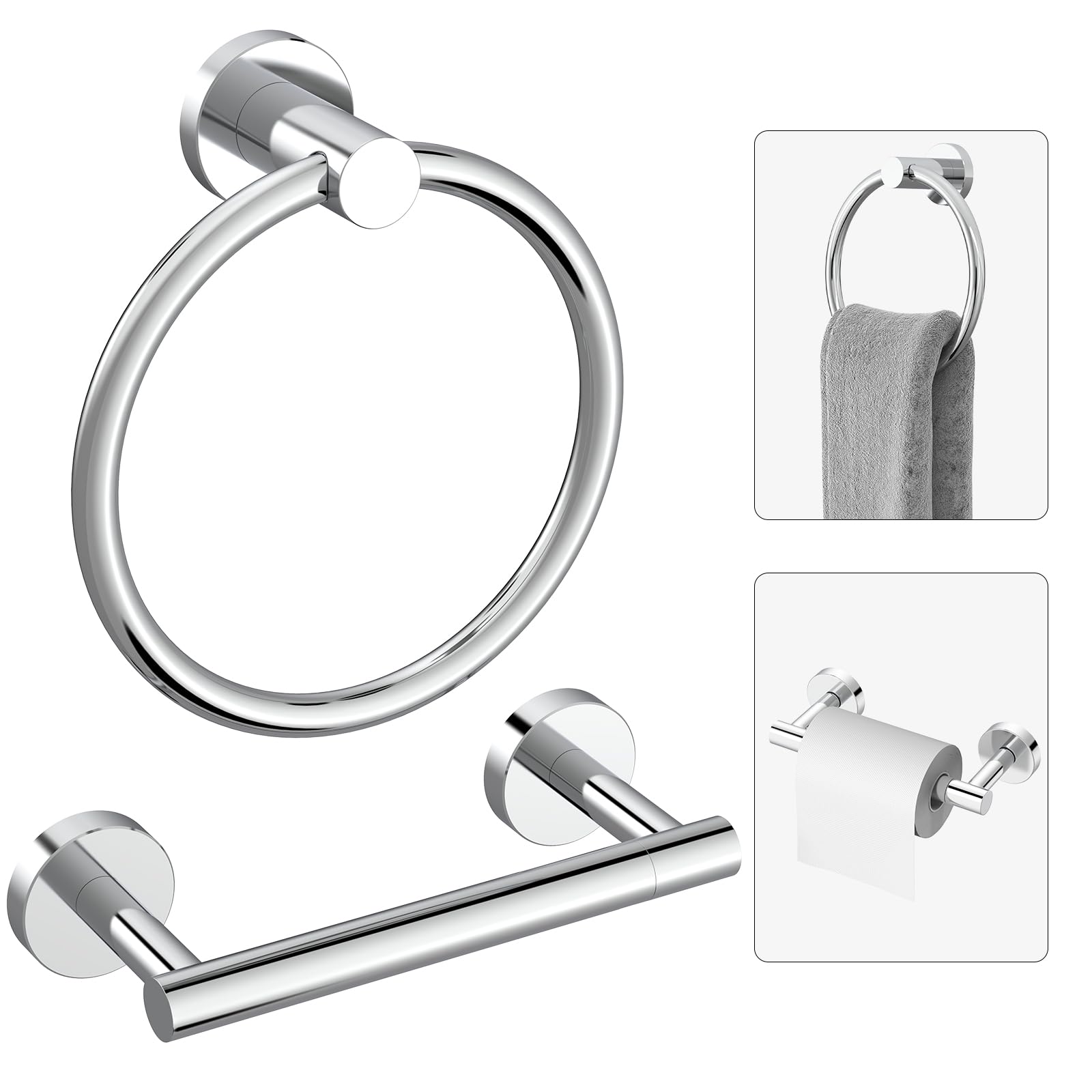 Matte Black Toilet Paper Holder & Towel Holder Bathroom Hardware Set — Amazon image 12