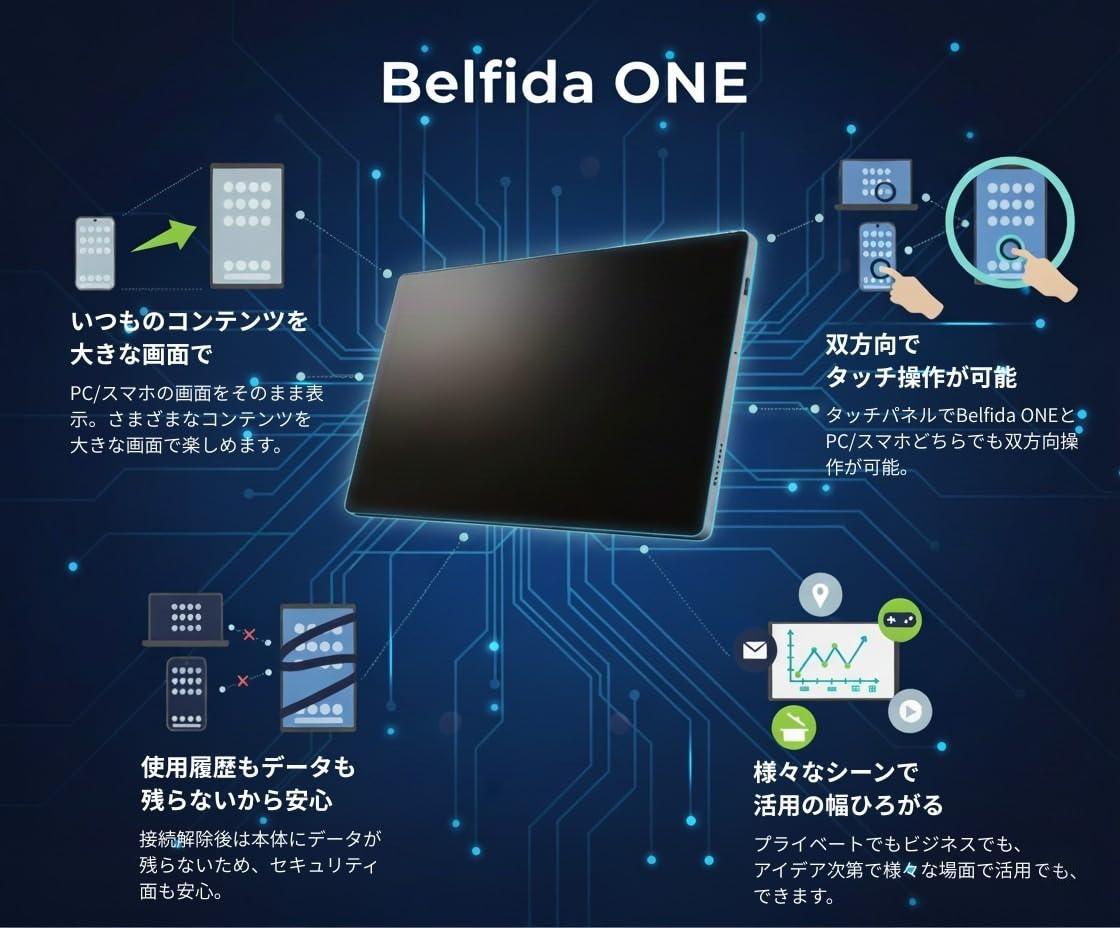 ディスプレイ・モニター本体 Belfida one L-1001JA Amazon.co.jp: Belfida ONE 双方向タブレット型ワイヤレスモニター L