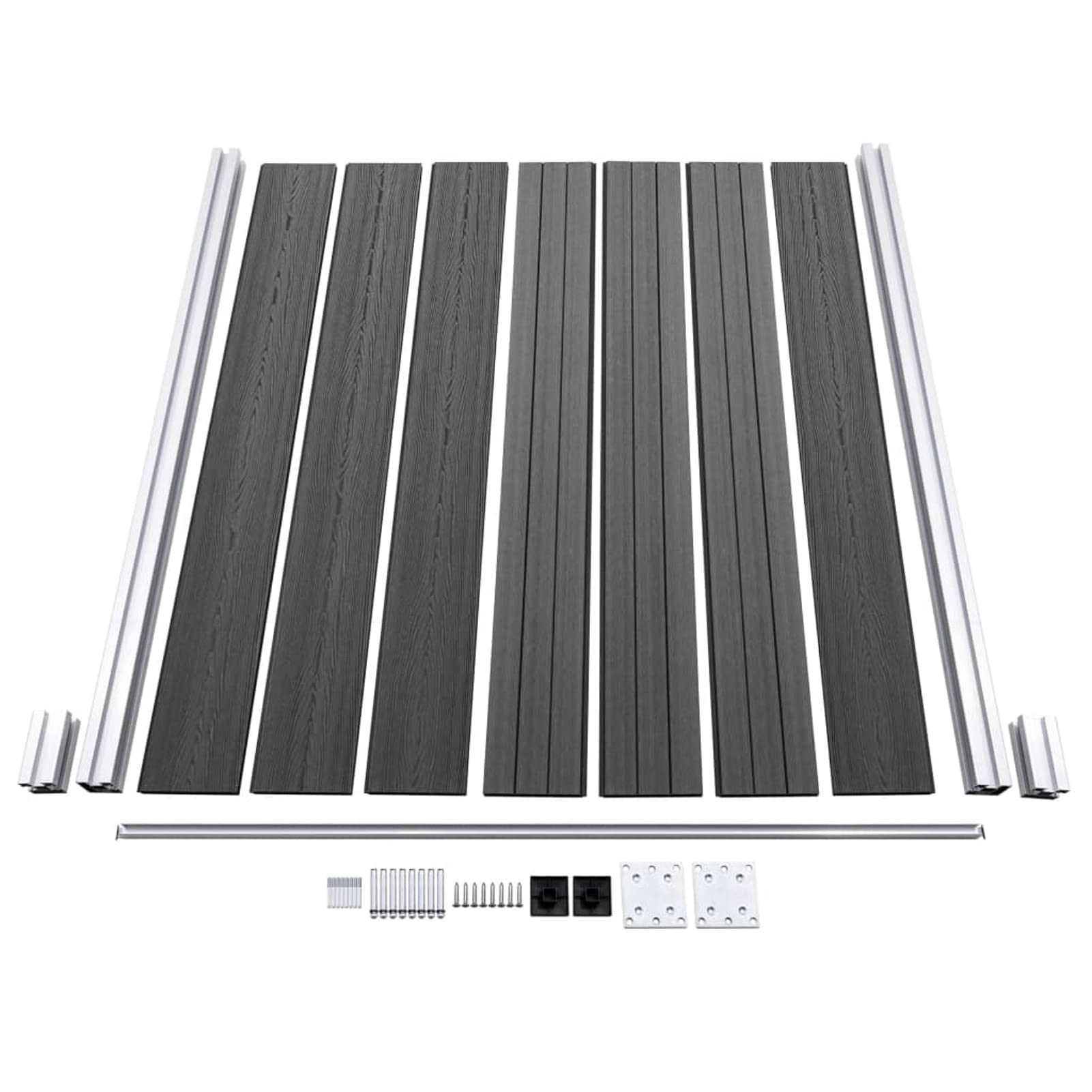 BaraSh Set de Paneles de Valla WPC Negro 353x146 cm Panel Madera Vallas De Madera Jardin