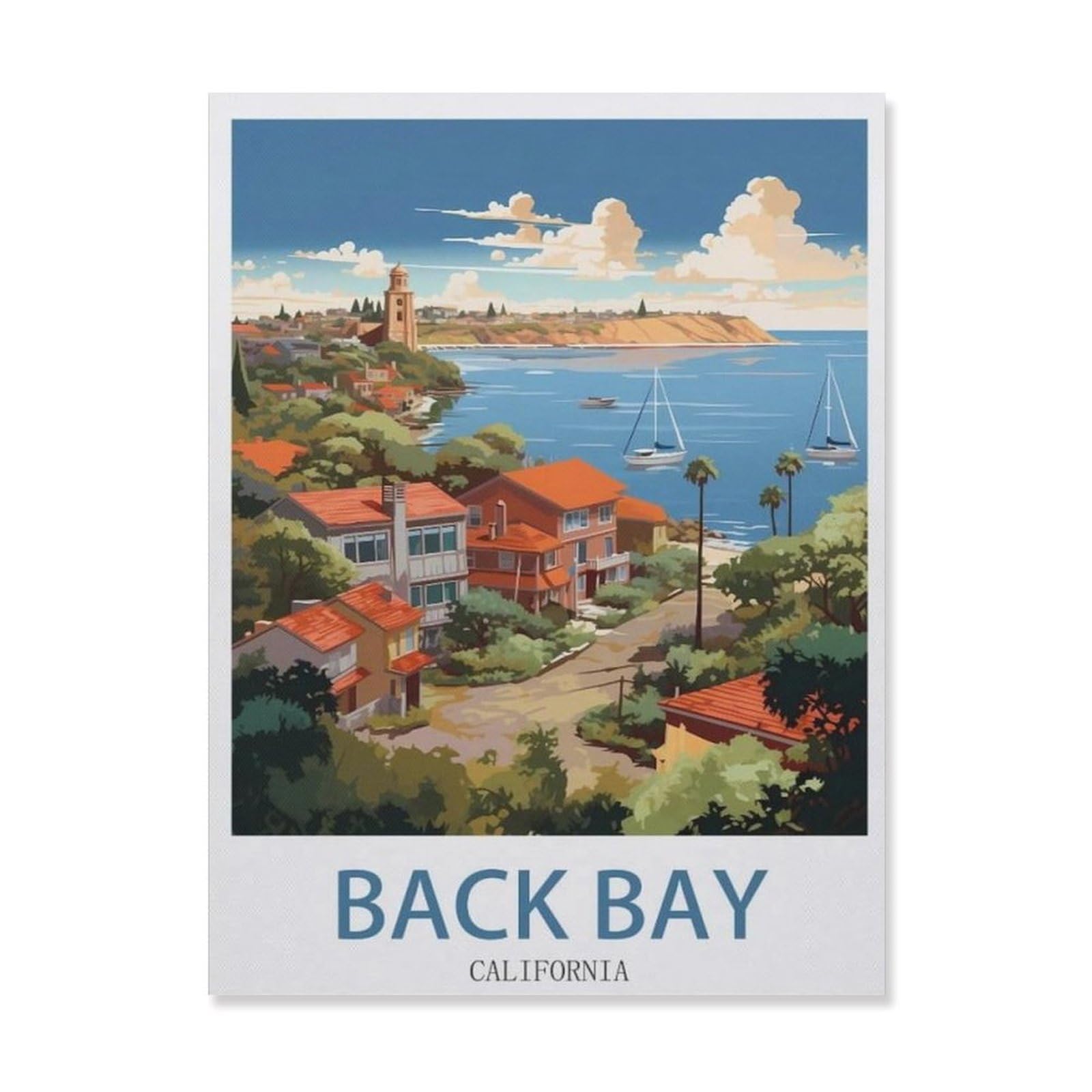 Vintage Art Metal Signs Funny Sign，Back Bay California(15x30cm）