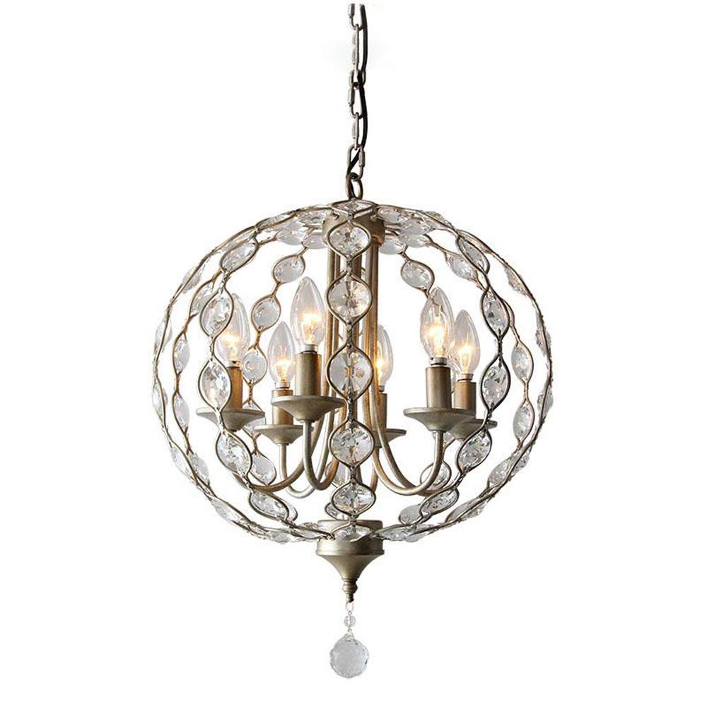 Création cristal E14 plafonnier moderne 6 lampes aux finitions luxe