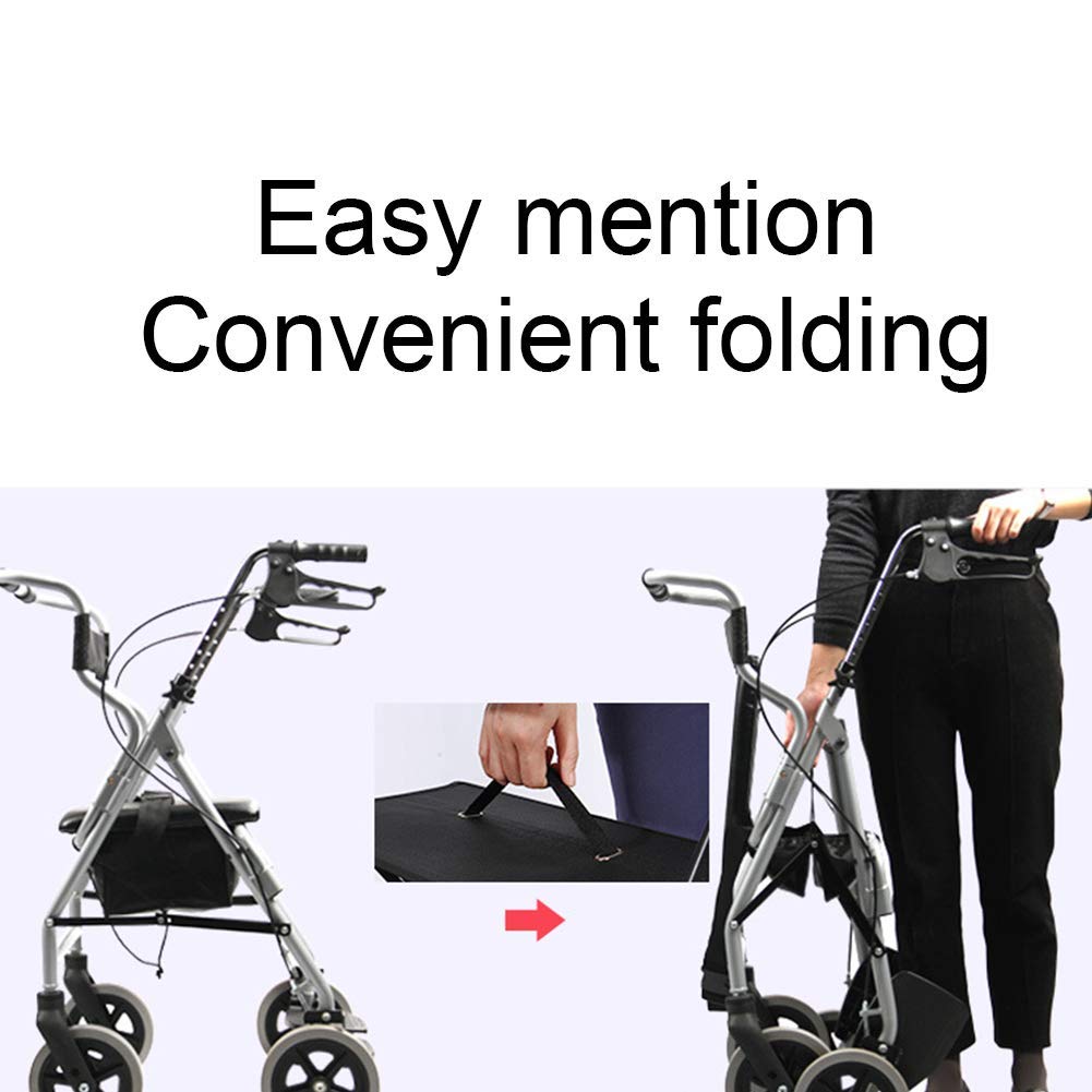 Telaio da Passeggio Leggero in Alluminio Pieghevole Walker Drive Carrello a 4 Ruote con Supporto per la Mobilità del Sollevatore per Le Gambe del Sedile