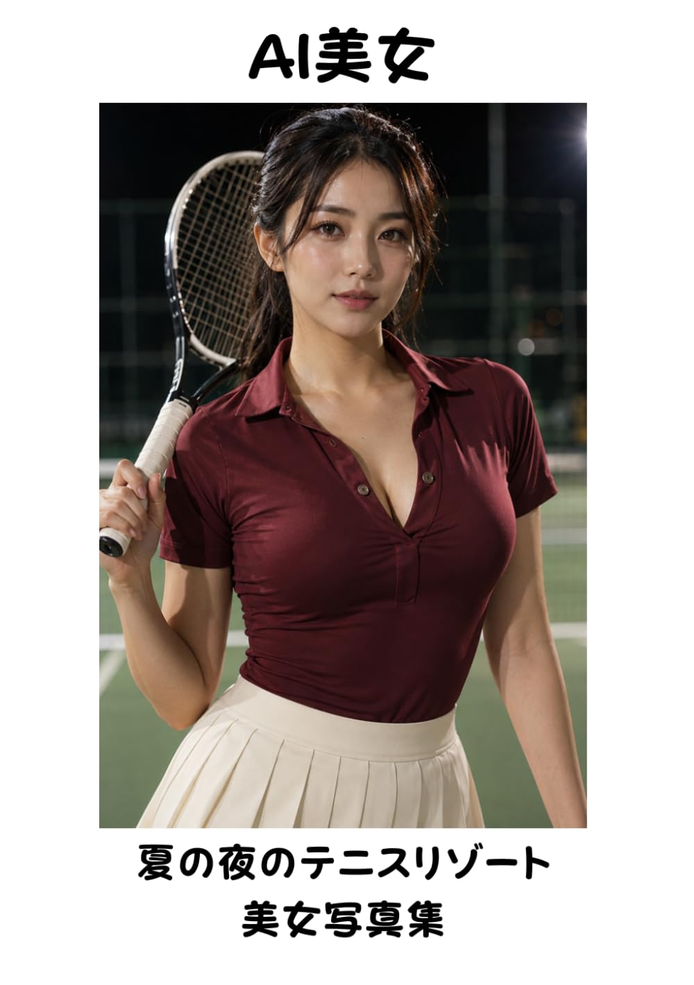 【AI美女】夏の夜のテニスリゾート美女写真集 (AI美女写真集)