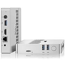 Dghrti Mini PC Supporto 512GB SSD Expansion, N3350 Desktop Computer 64GB, Small PC Gaming 4K IPS,Supporto Dual Display, BT, 2.4G, 5G WiFi, USB 3.0 -Bianco argento