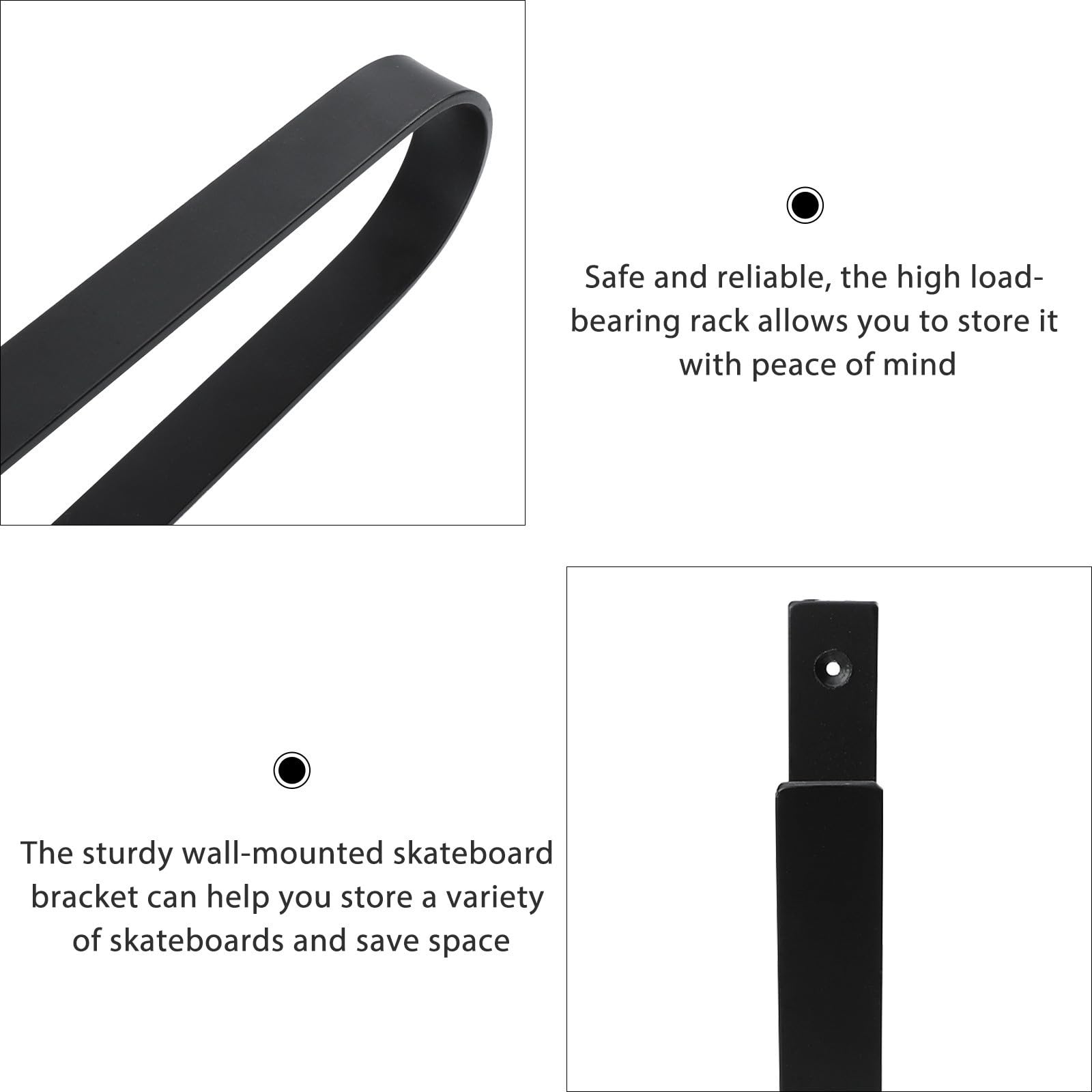 Robuster Skateboardständer aus Kohlenstoffstahl mit Wandhalterung 2 Stück Haken zur Sicheren Aufbewahrung von Skateboards und Musikinstrumenten im Haushalt