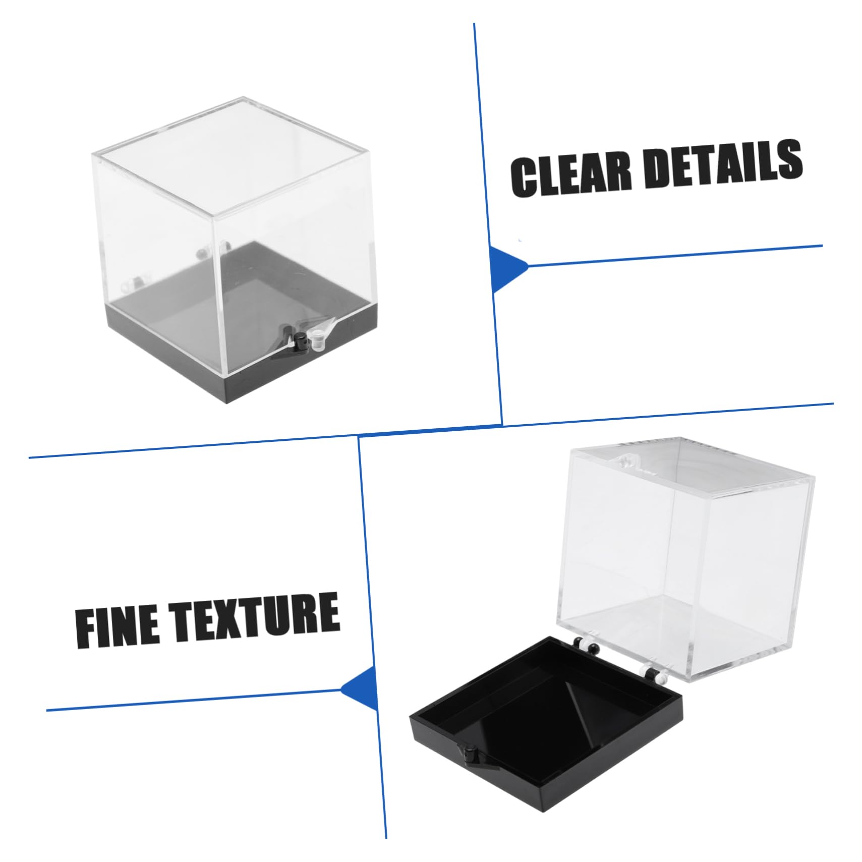 PRETYZOOM Boîte de Rangement Carrée Protection Optimale pour Spécimens Minéraux 8 Pcs en Plastique Transparent Résistante aux Chutes pour Collection et Exposition