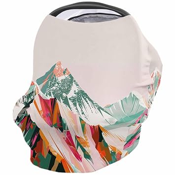 Nursing Cover for Breastfeeding Scarf, Abstract Art Oil Painting Green Mountains Baby Car Covers Super Soft Multi Use for Canopy Shopping Cart Cover Blanket Stroller Cover