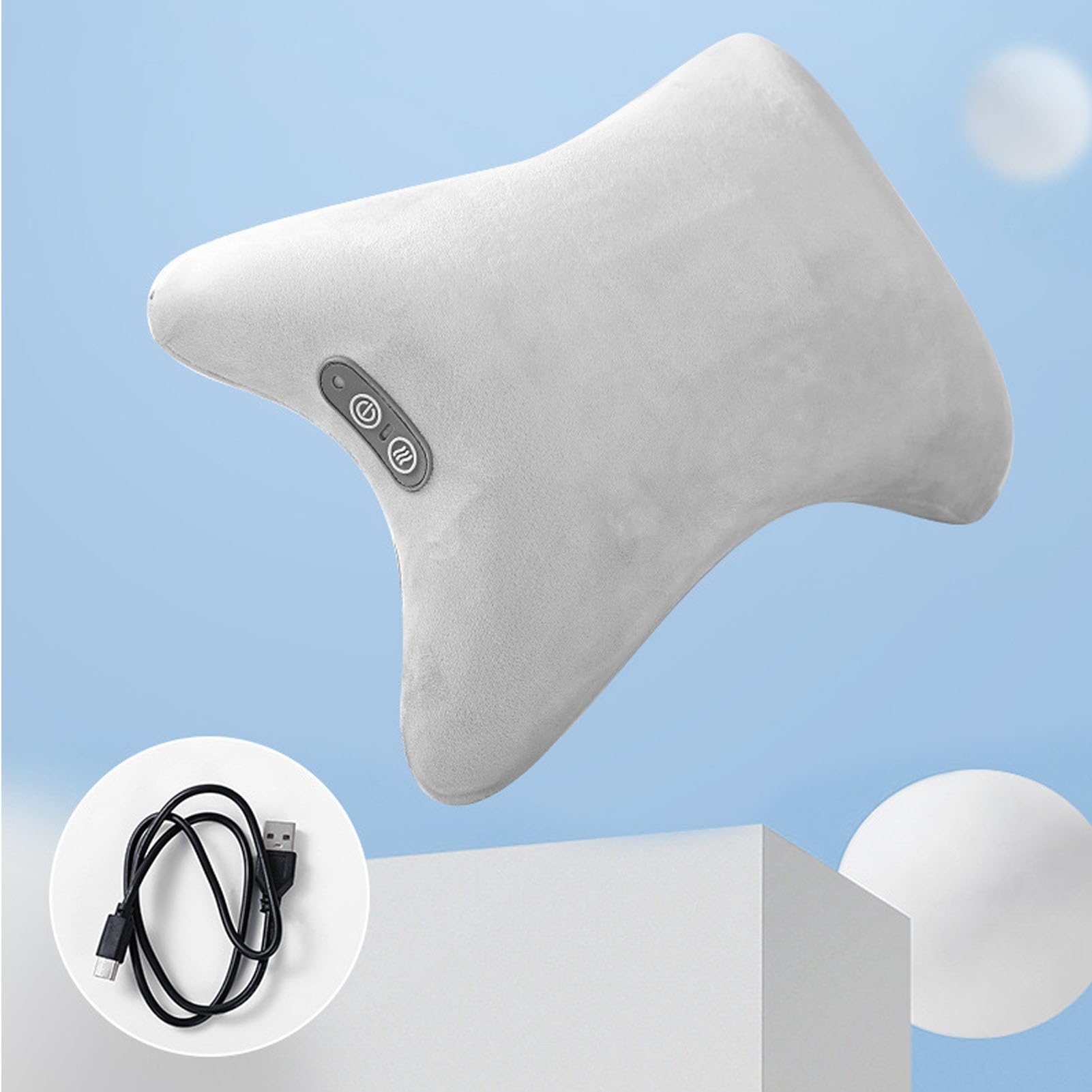 Almohada de masaje de masaje de masaje de espalda de shiatsu eléctrico con calor masaje vibratorio de amasado profundo portátil para la oficina Flanela para el hogar ABS (Gris)