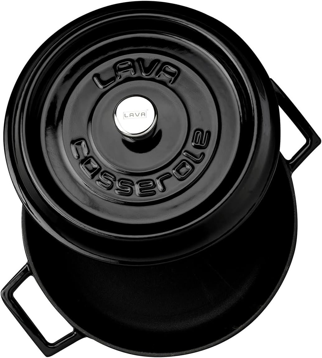 Lava Signature Enameled Cast-Iron Multi-Purpose Braiser Oven - 2-1/2 Quart, Obsidian Black