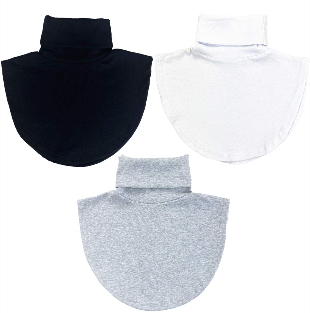 Mesoar 3Pcs Women Collar Mock Turtleneck Dickey Half Shirts Blouse False Fake Turtleneck Collar,Black White Grey