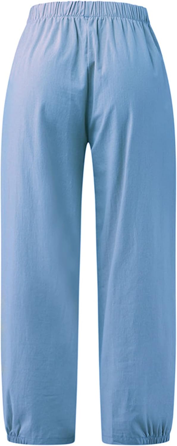 Bozanly Summer Capri Pants for Women Casual Elastic Waist Cotton Linen Comfy Yoga Crop Pants Trousers 2026 - Image 5