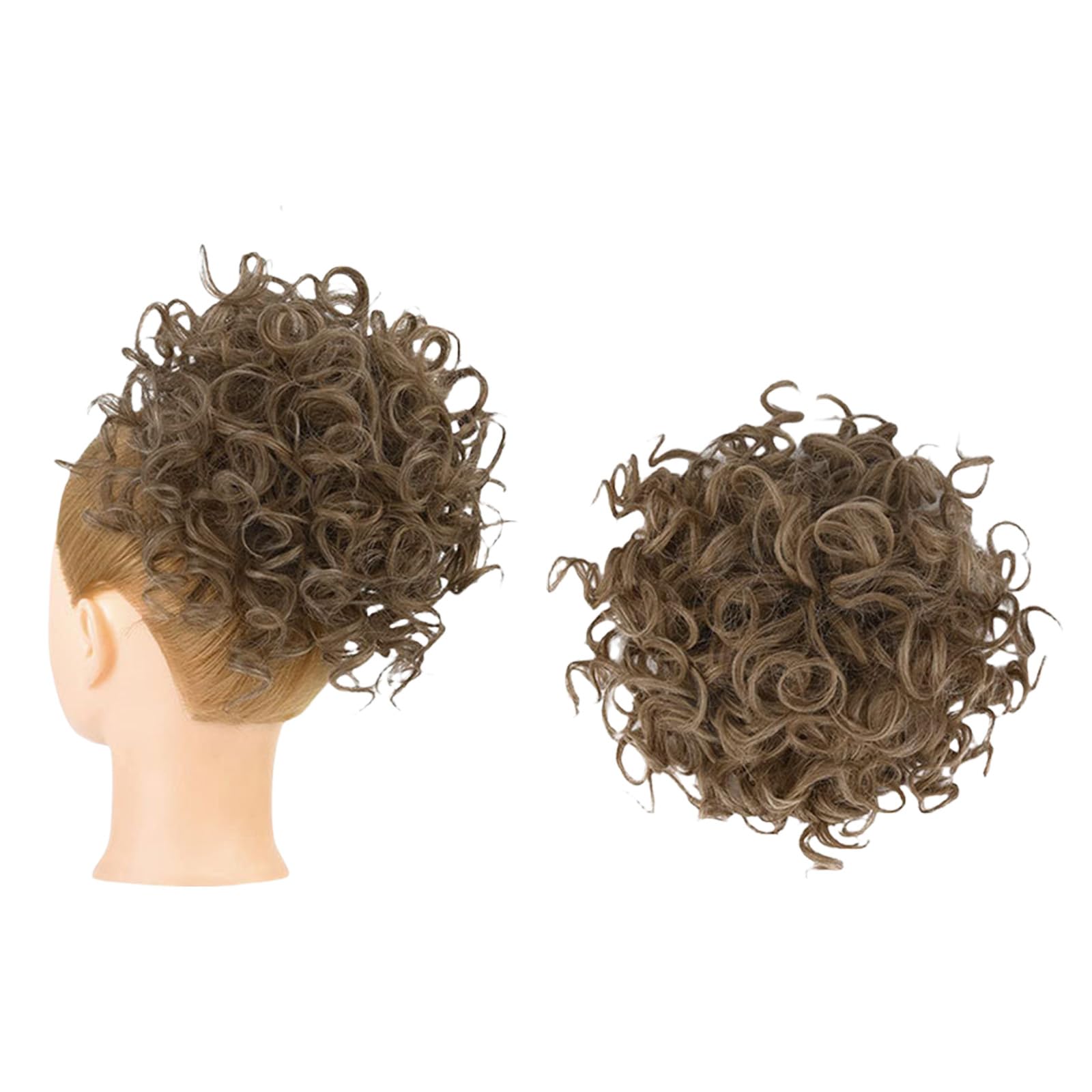 Messy Bun, Short Curly Drawstring ,Extension Loose Bun Hair ,Pieces for Women High Temperature Synthetic Bun Extension 60g Black (12-16)
