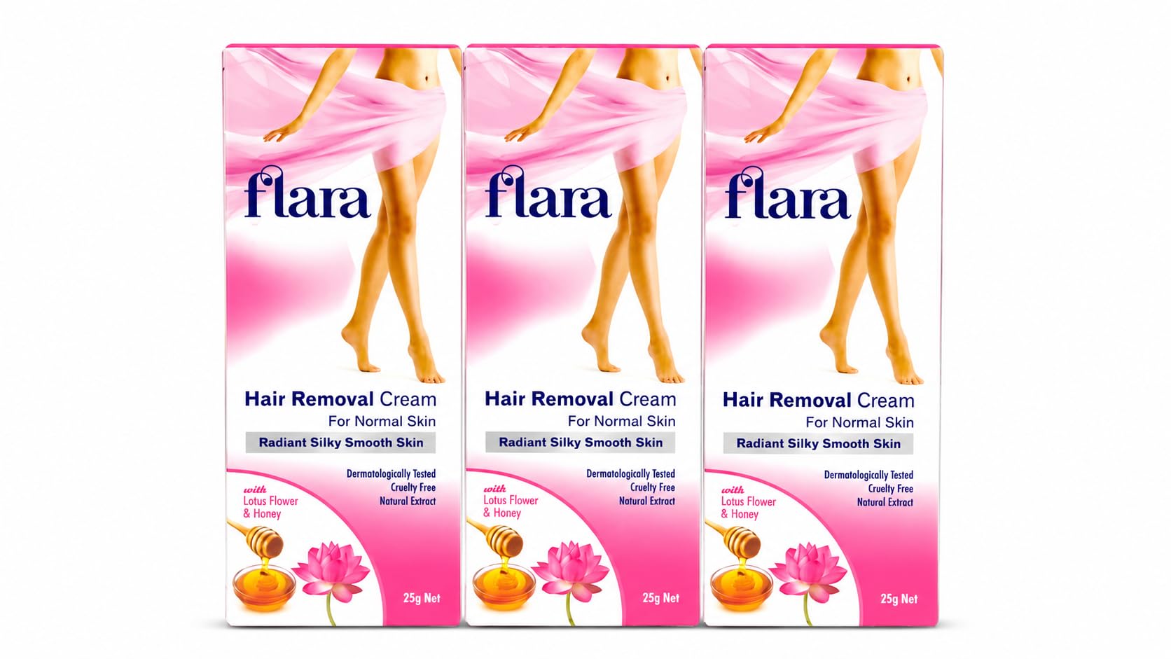Flara Hair Removal Cream for Normal Skin, 25g, Pack of 3 | Lotus Flower & Honey, Radiant Silky Smooth Skin, Dermatologically Tested, Cruelty Free, Natural Extract-image-26