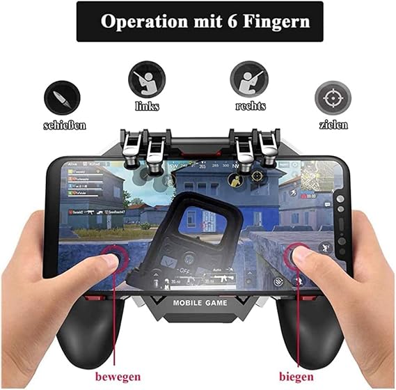 WANGCL PUBG Controller 6 Finger Mobile Game Controller Universal Phone Gaming Grip One Piece Gamepad For PUBG iPhone Android IOS