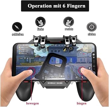 WANGCL PUBG Controller 6 Finger Mobile Game Controller Universal Phone Gaming Grip One Piece Gamepad For PUBG iPhone Android IOS