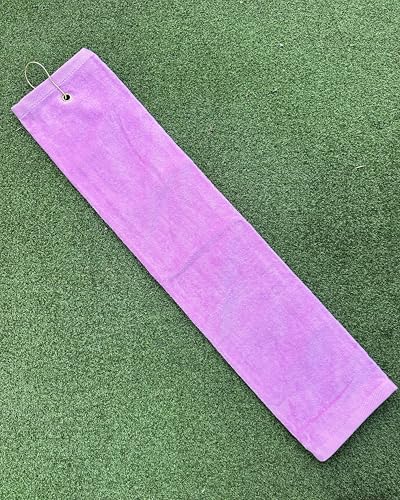 Tri‑Fold Golf Towel 16x26 Cotton Velour with Brass Grommet & Hook — Embroidery‑Ready — Baby Pink — Attaches to Golf Bag. - image 4