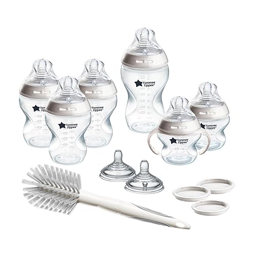 Tommee Tippee Natural Start Grow con juego de biberones, 5 onzas, 9 onzas y 11 onzas, pezones de flujo lento, medio y más grueso, asas de biberón