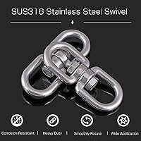 Vista 2 de AMYSPORTS Anillo de ojo giratorio de acero inoxidable pesado Conector de ojo giratorio de doble extremo ojo giratorio marino SUS316 Loop Dia 0.236