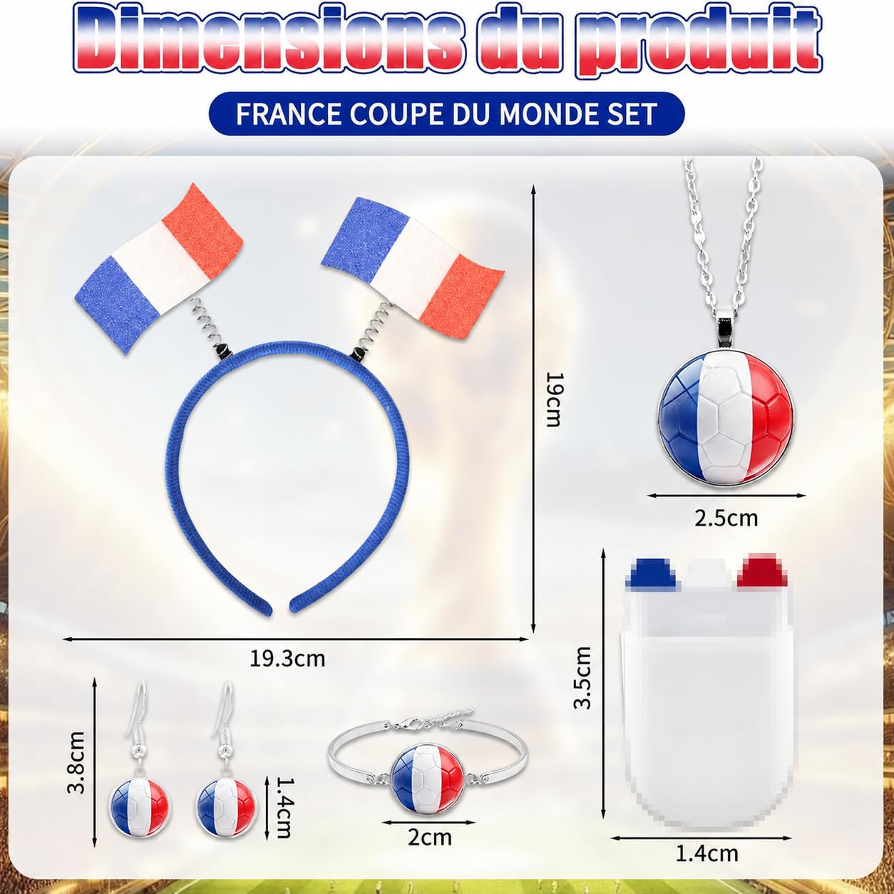 Kit Supporter Coupe du Monde 2026 France – Bandeau Drapeau Collier Fête Sportif