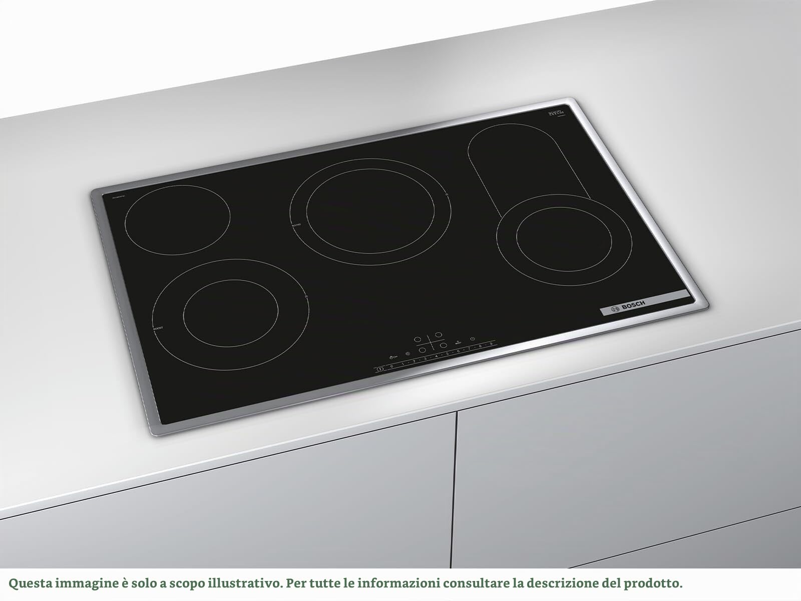 Bosch PKC845FP1D Serie 6 Piano cottura in vetroceramica (autosufficiente), larghezza 80 cm, prodotto in Germania, zona di cottura per pentole grandi, PowerBoost cottura più veloce, funzionamento