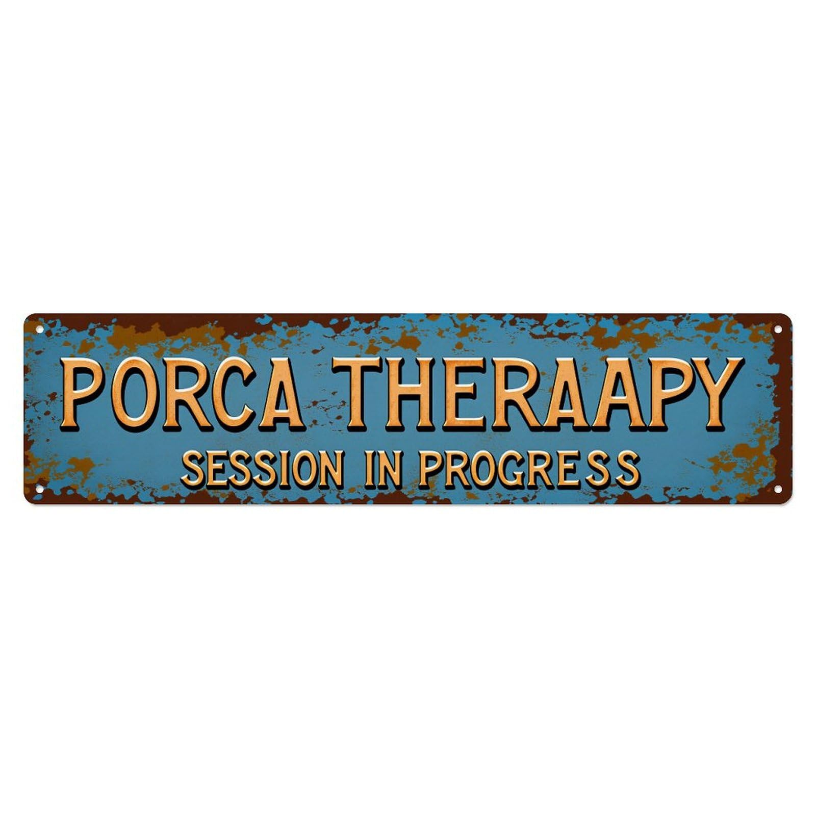 Pig Therapy Session In Progress Tin Sign Vintage Metal Poster Retro Bar, Home, Man Cave, Kitchen, Laundry Room Wall Art Decor Gift 4x16 Inch