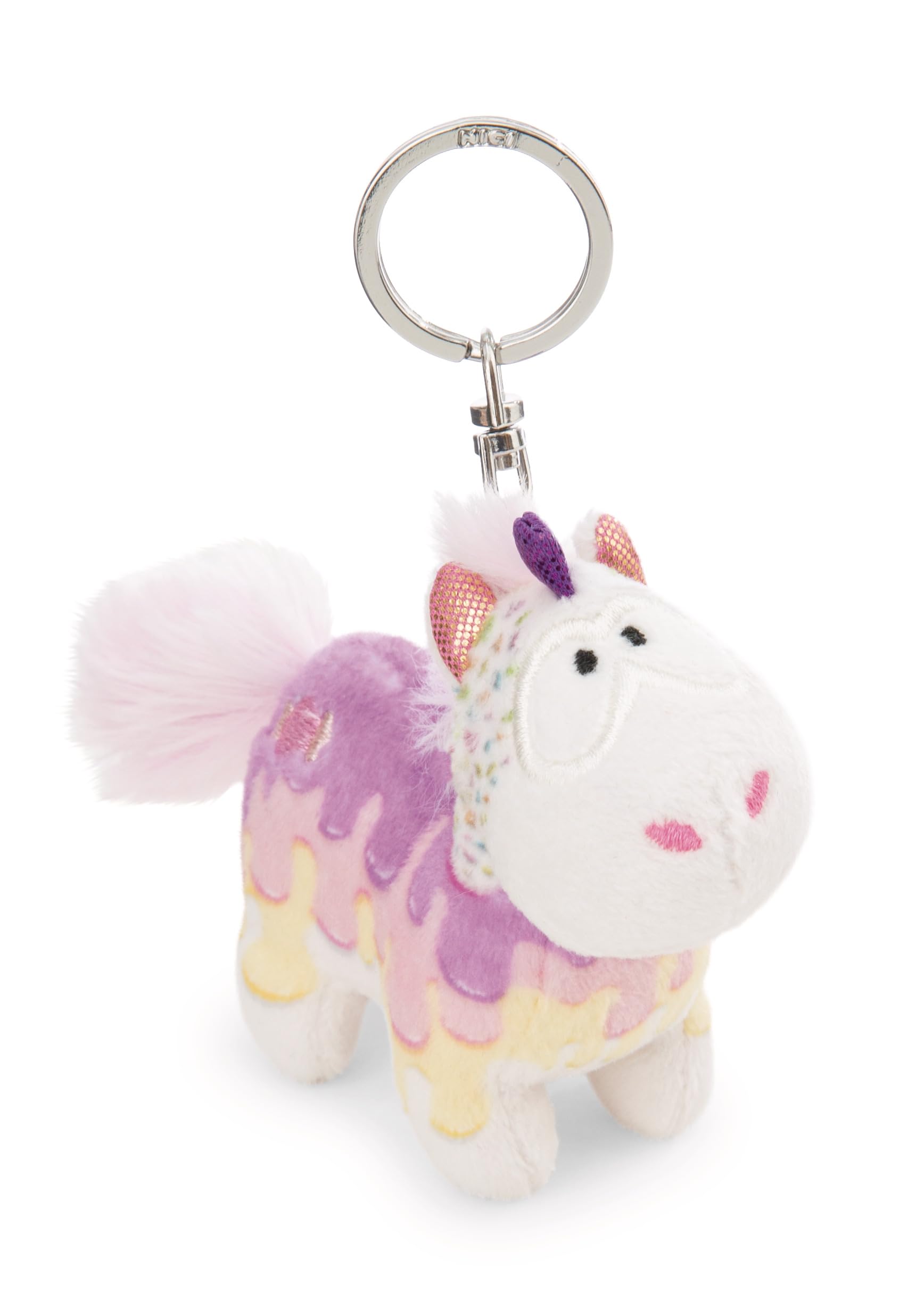 NICI 61900 breloczek jednorożec Sweety Rainbow, wierny towarzysz do plecaka lub torby, zawieszka do kluczy dla małych i dużych, 10 cm, biały