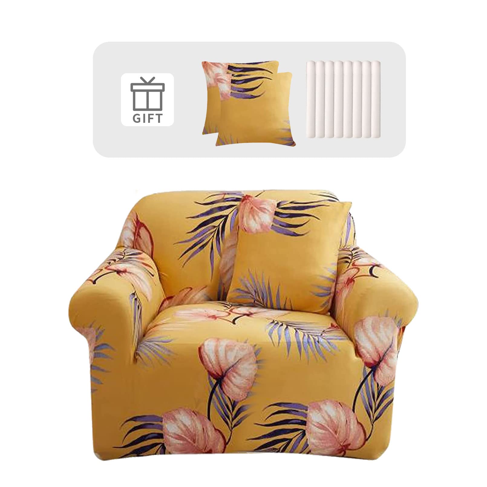 Lydevo Copridivano Elasticizzato 1 Posto Fodere Copri Divano con Braccioli con 2 Copricuscini Moderno Copridivano Fantasia Universale Antiscivolo Lavabile Divano Protector,Caldo e Piacevole